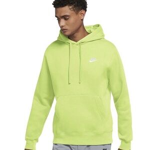 Nike Green Sweatshirt with Hood and Ribbed Cuffs